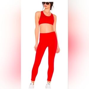 TLA by Morgan Stewart Red Athletic Bra and Leggings Set